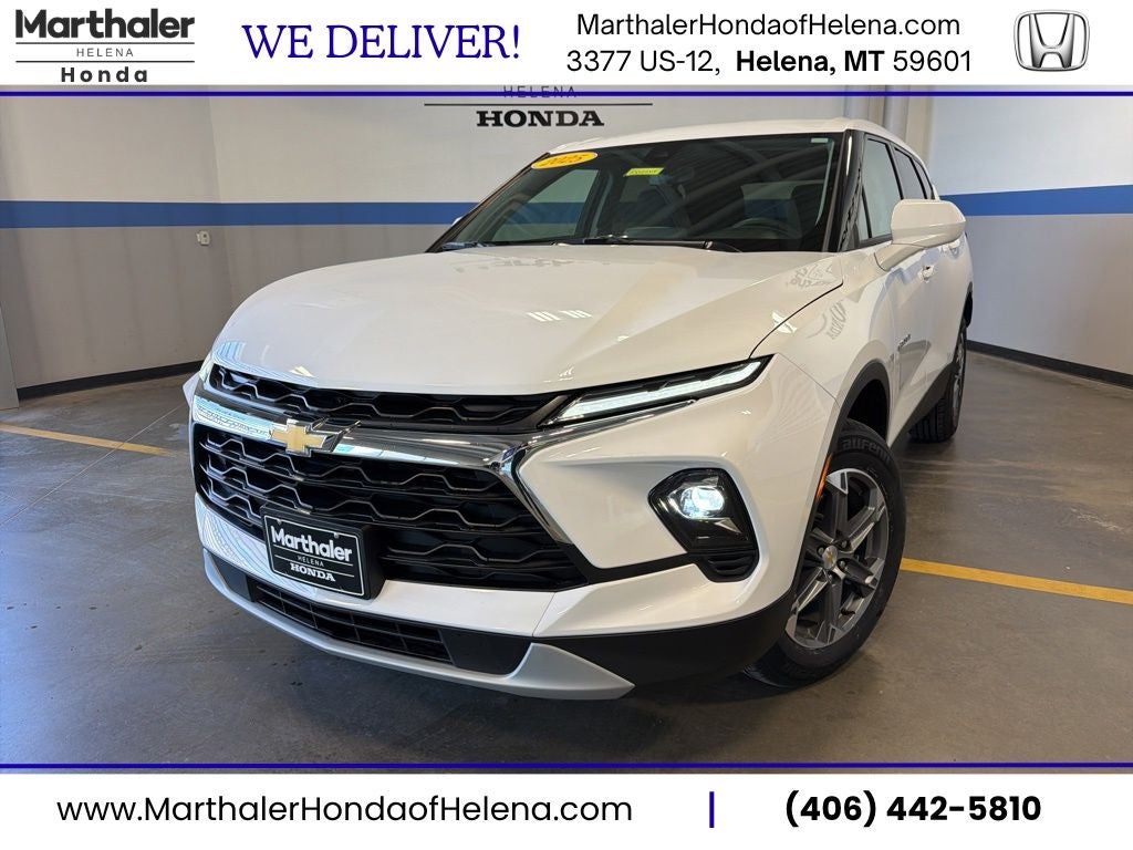 2025 Chevrolet Blazer LT 2LT w/ AWD in Summit White — front three-quarter view