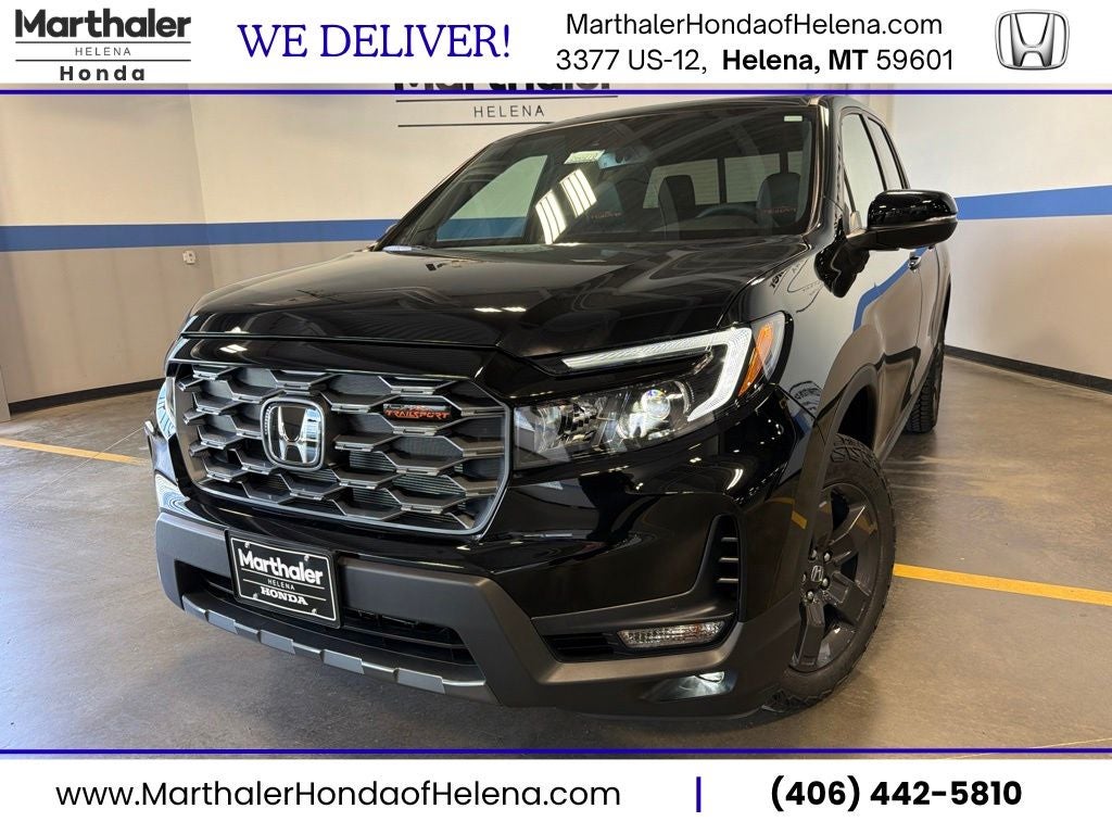 2026 Honda Ridgeline TrailSport in Crystal Black Pearl — front three-quarter view